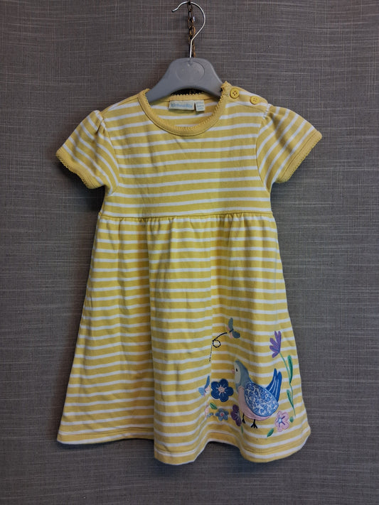 Jojo Mama Bebe Girls Jersey Dress Yellow Striped Age 18-24 Months