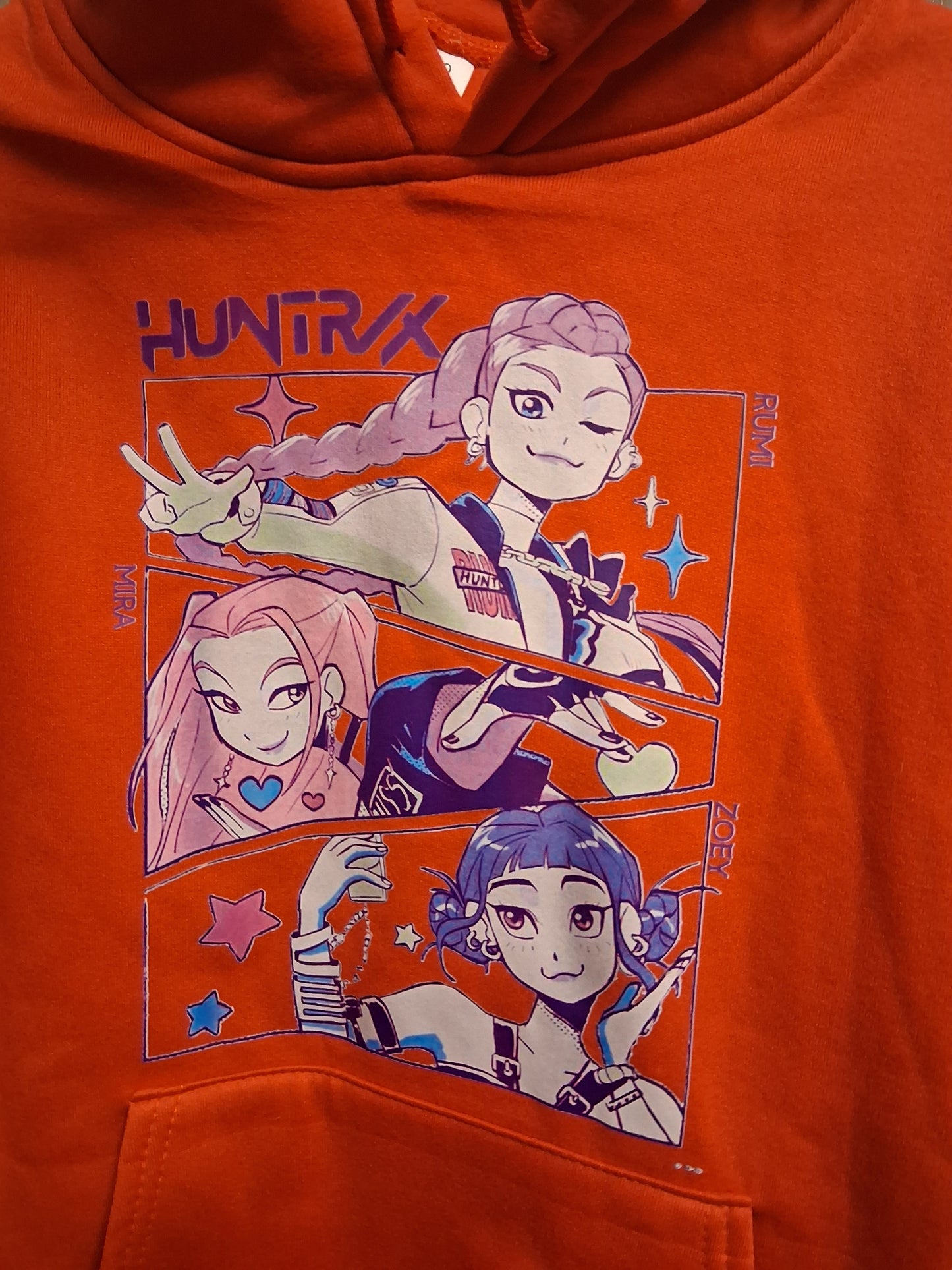 K Pop Demon Hunters Hoodie Red Oversized Graphic Front & Back Age 5 years