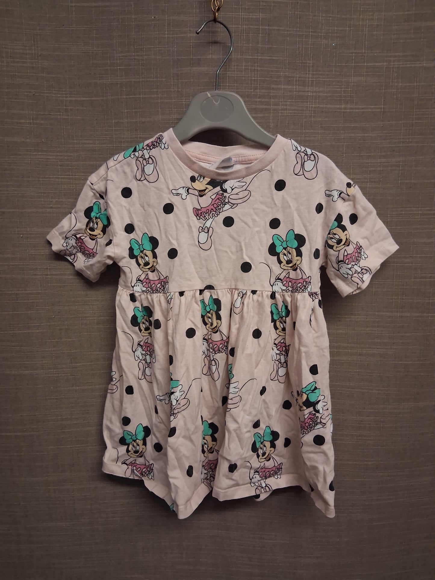 Disney Minnie Mouse Short Sleeve Pink T-Shirt Dress Age 2-3 Years
