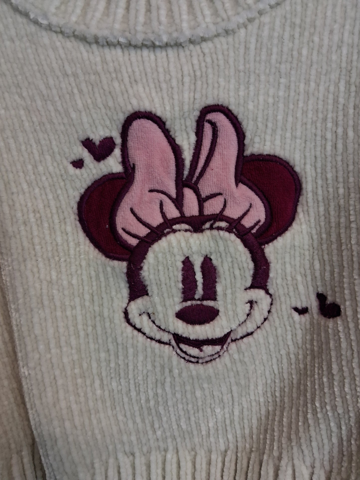 Primark Minnie Mouse Chenille Knitted Jumper Age 12-18 Months Cream
