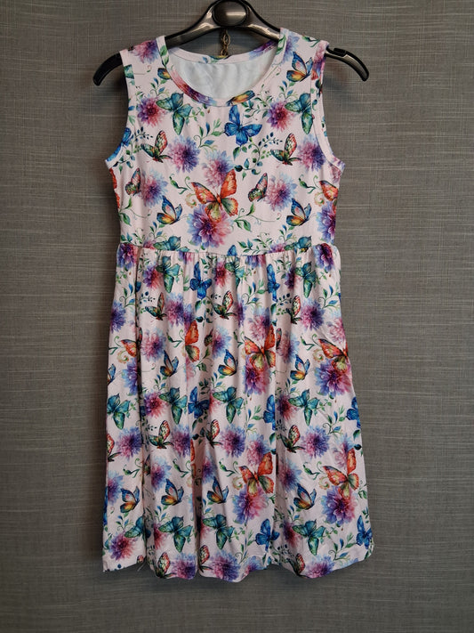 Shein Girls Sundress Sleeveless Butterfly Print Age 7 Years