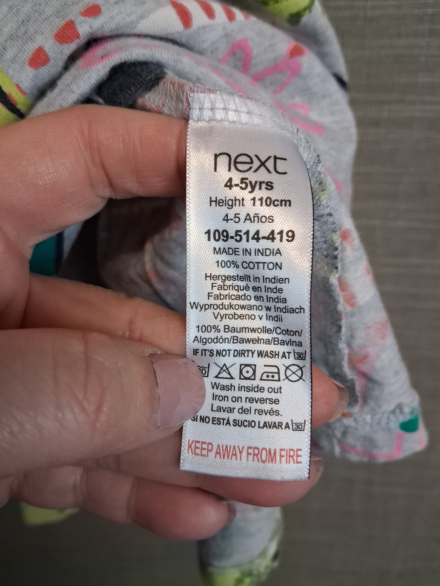 Next Girls Grey Dinosaur Dress Jersey Age 4-5 Years