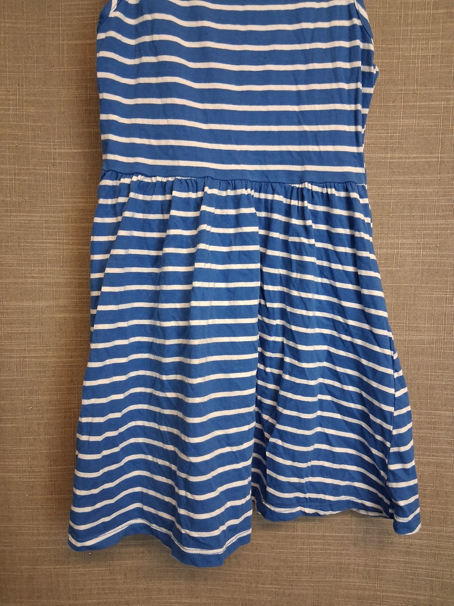 F&F Girl Blue White Stripe Jersey Sleeveless Sundress Age 8-9 Years