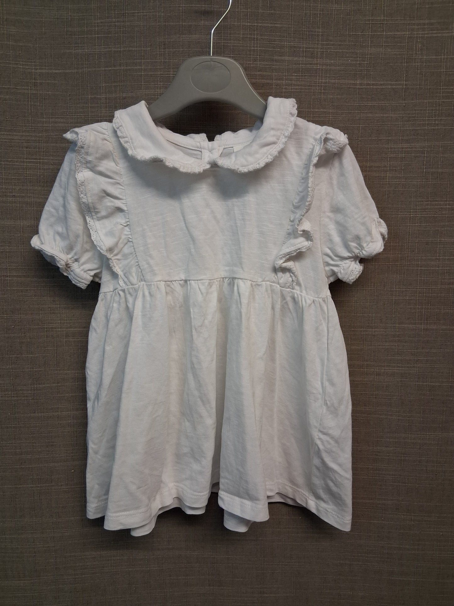 Next Girls White Short Sleeve T-Shirt Peter Pan Collar Age 5-6 Years