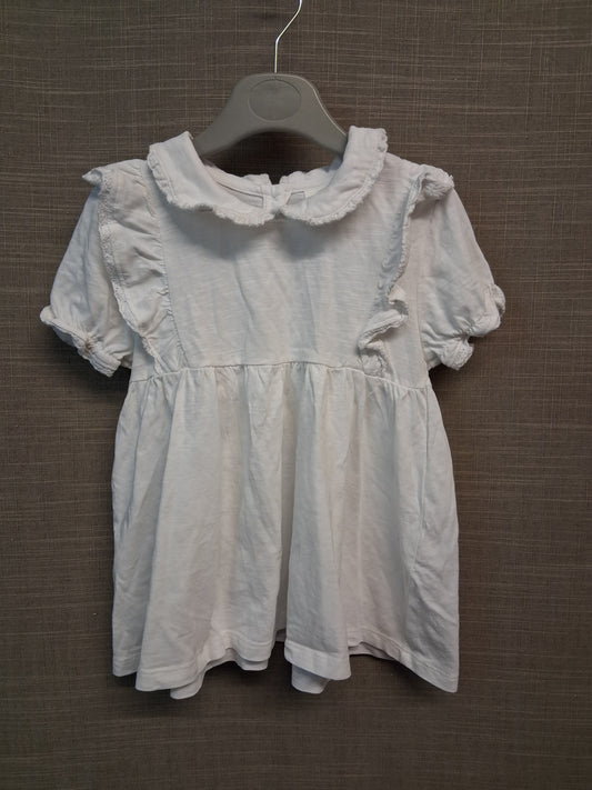 Next Girls White Short Sleeve T-Shirt Peter Pan Collar Age 5-6 Years