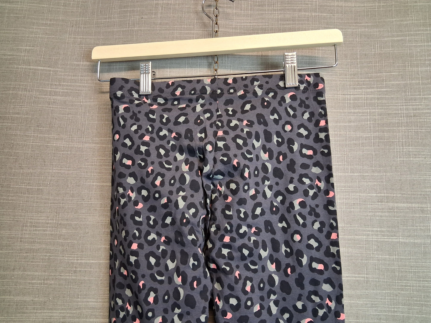 F&F Girls Grey Animal Print Leggings Jersey Age 10-11 Years