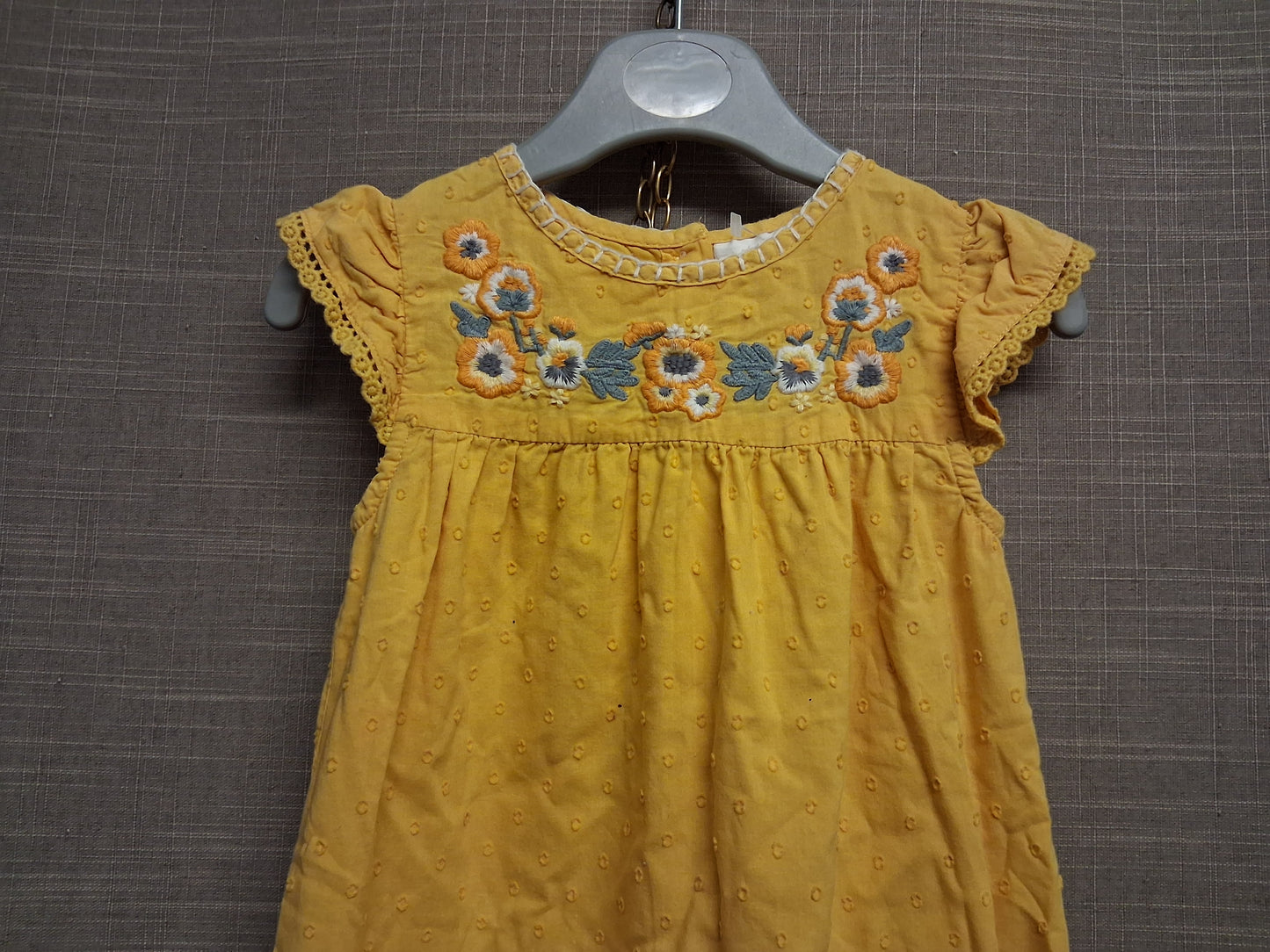 Next Girls Yellow Embroidered Floral Romper Age 9-12 Months