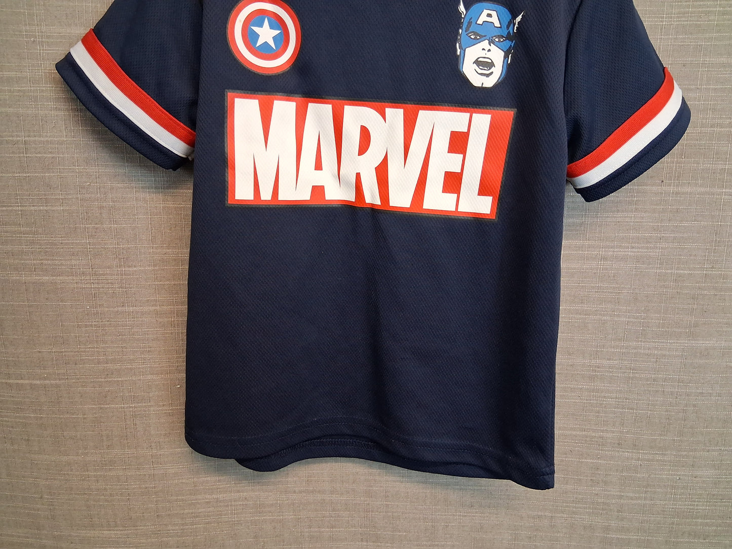 Marvel Captain America Jersey T-Shirt Short Sleeve Age 4-5 Years Navy