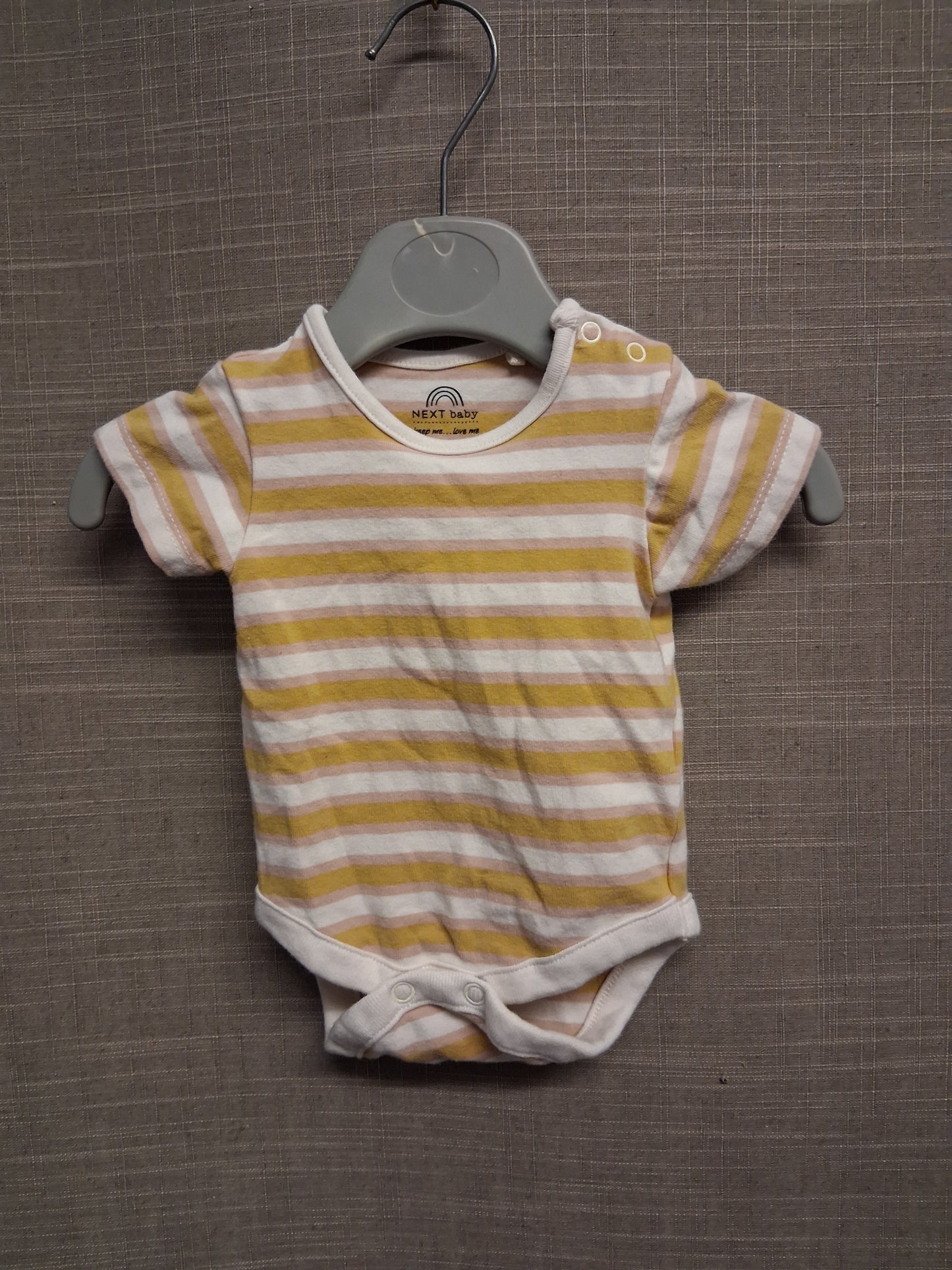 Next Boys Mustard White Striped Short Sleeve Bodysuit Age First Size