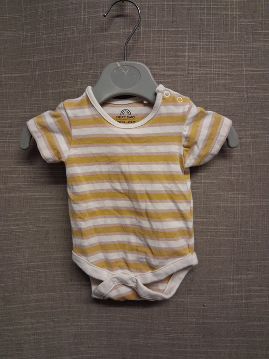 Next Boys Mustard White Striped Short Sleeve Bodysuit Age First Size