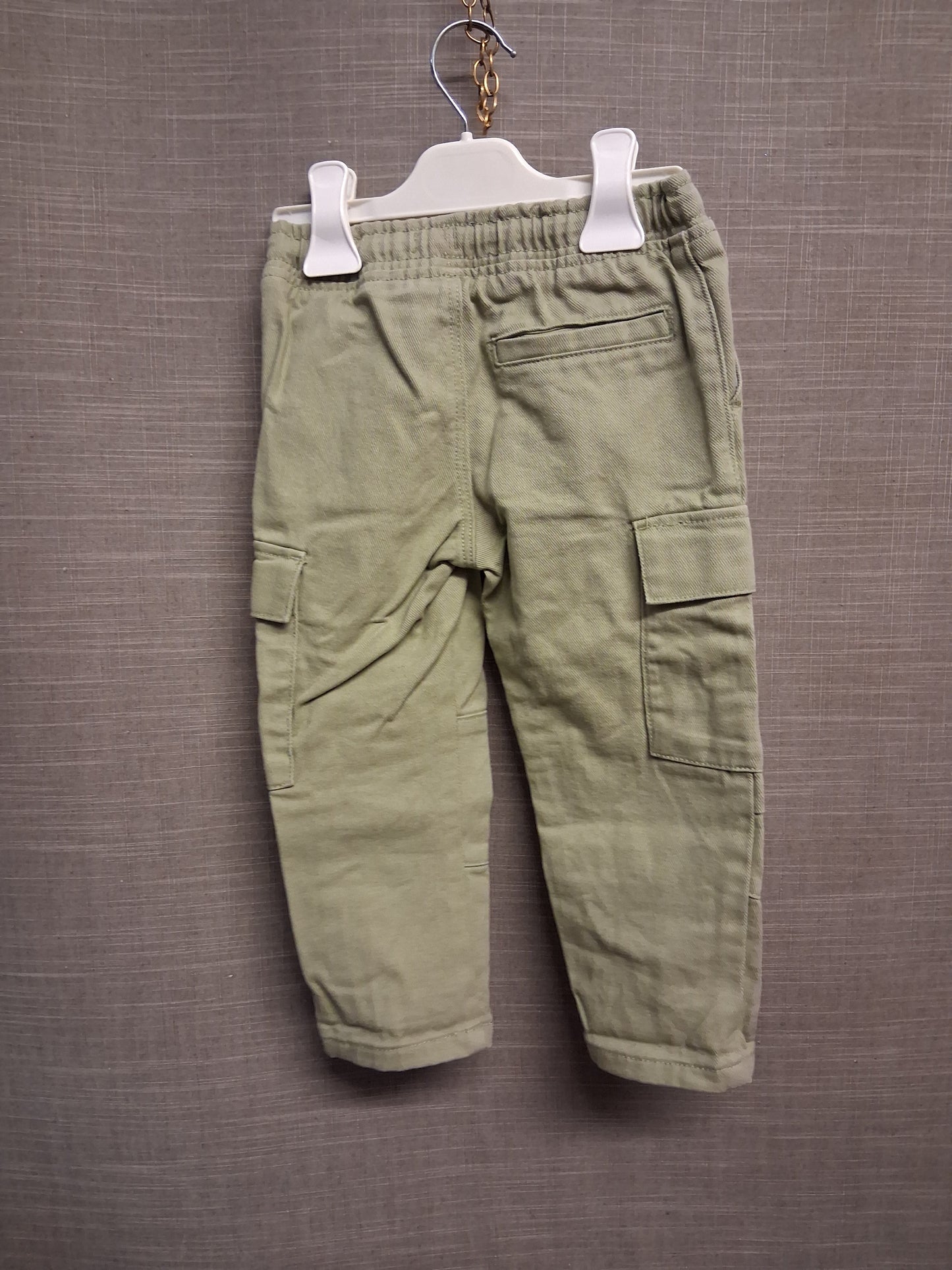 Primark Boys Green Denim Cargo Trousers Age 2-3 Years