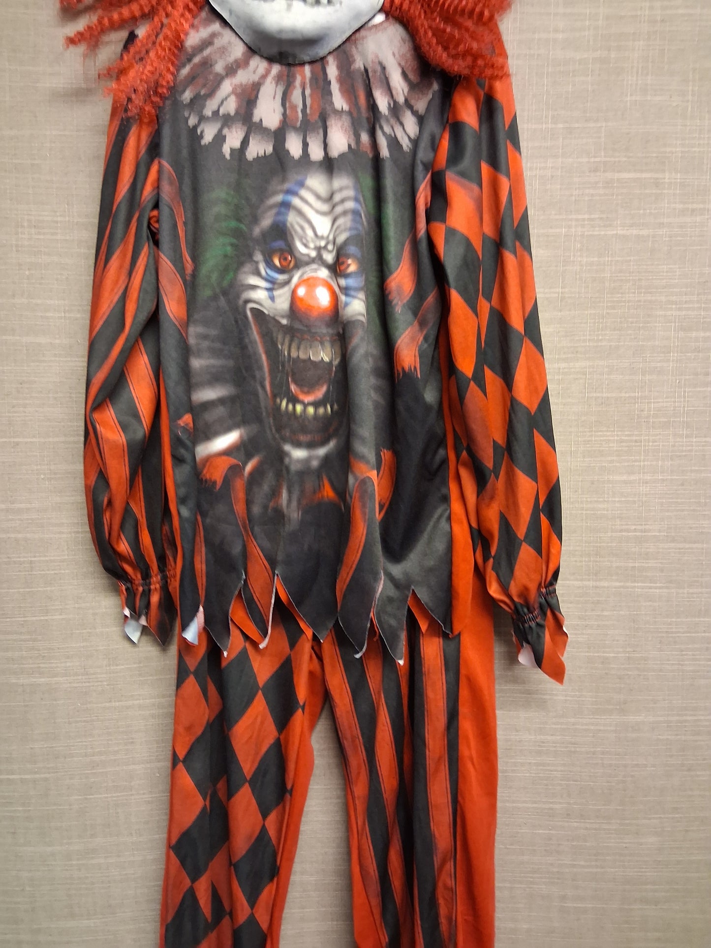 TU Scary Clown Red Black 3 Piece Costume Age 9-10 Years