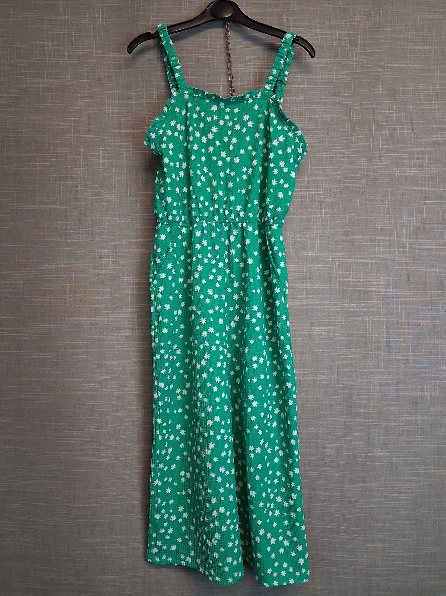 Primark Girls Green Floral Jumpsuit Strappy Age 10-11 Years