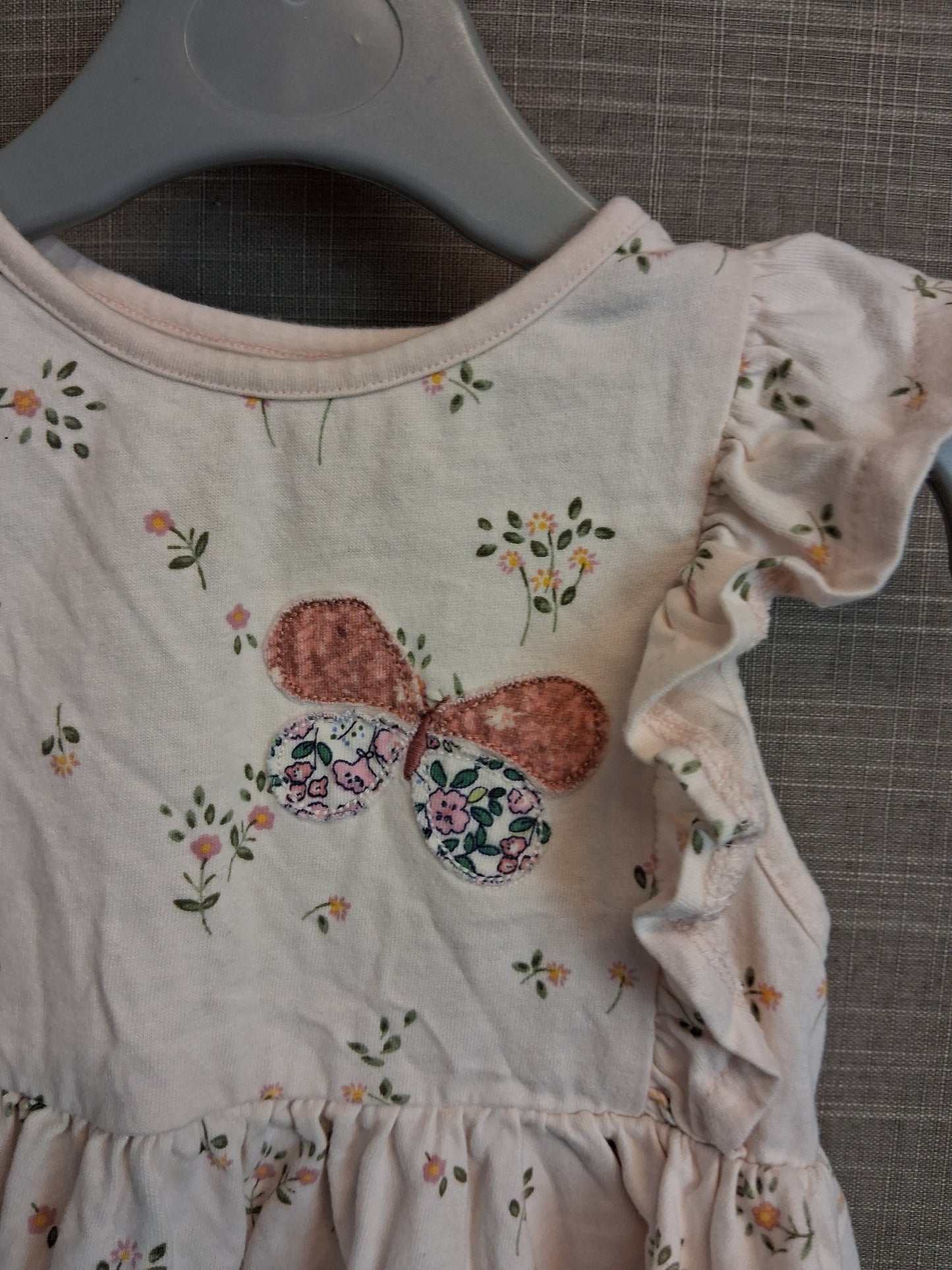 Next Girls Beige Bunny Peplum Sleeveless Jersey T-Shirt Age 12-18 Months