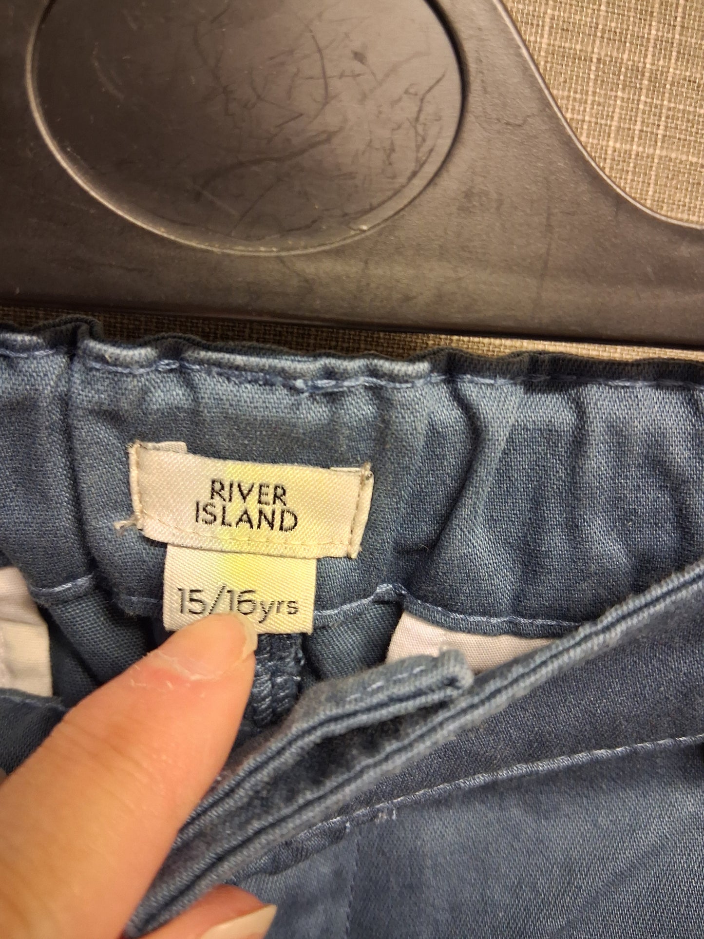 River Island Blue Chino Shorts Adjustable Waist Age 15-16 Years