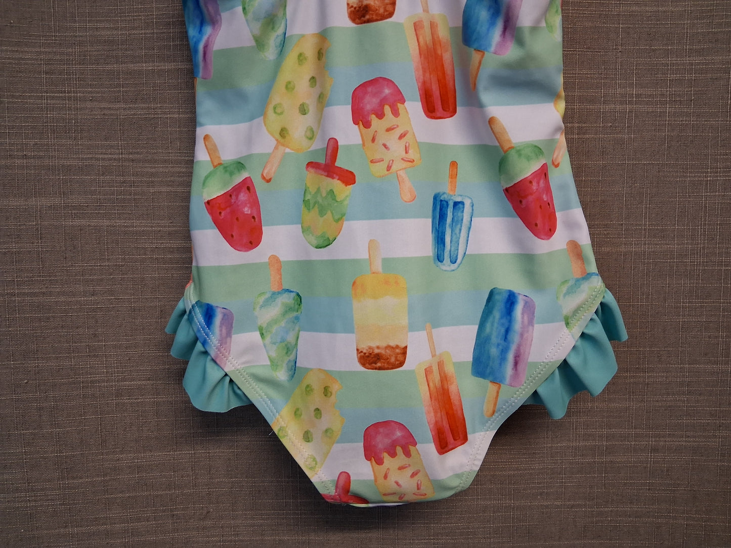 Shein Girls Ice Lolly Swimsuit One Piece Blue Age 4 Years