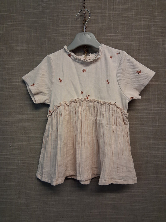 Next Girls Beige Floral Peplum T-Shirt Age 5-6 Years