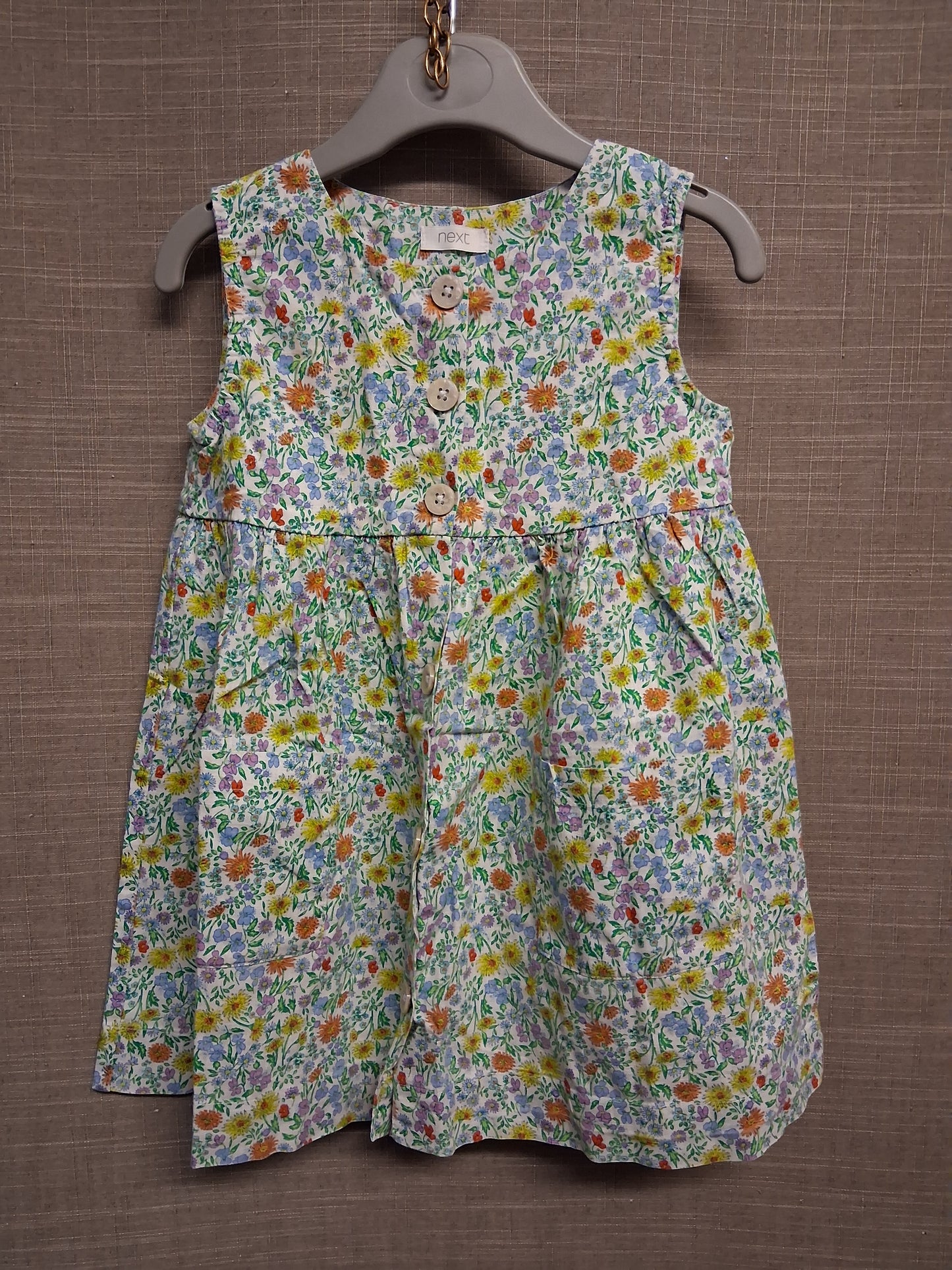 Next Girls Multicolour Floral Sleeveless A Line Dress Age 2-3 Years