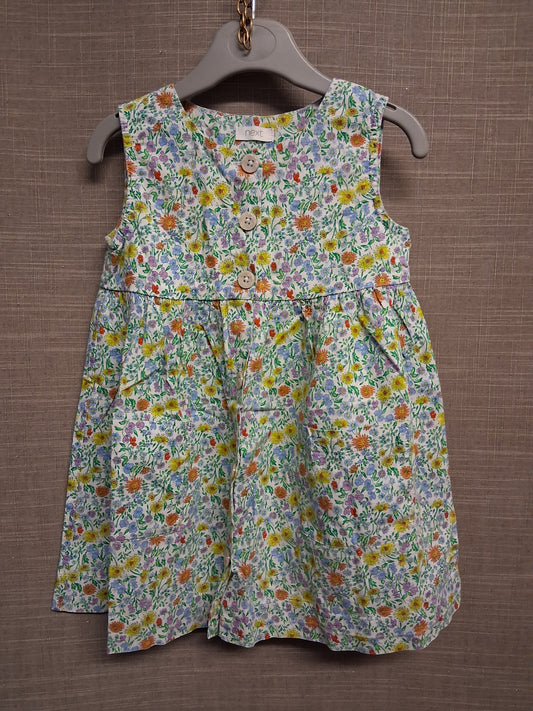 Next Girls Multicolour Floral Sleeveless A Line Dress Age 2-3 Years