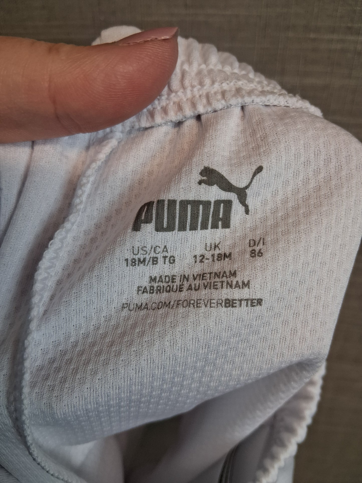 Puma Boys White Sports Shorts Age 12-18 Months