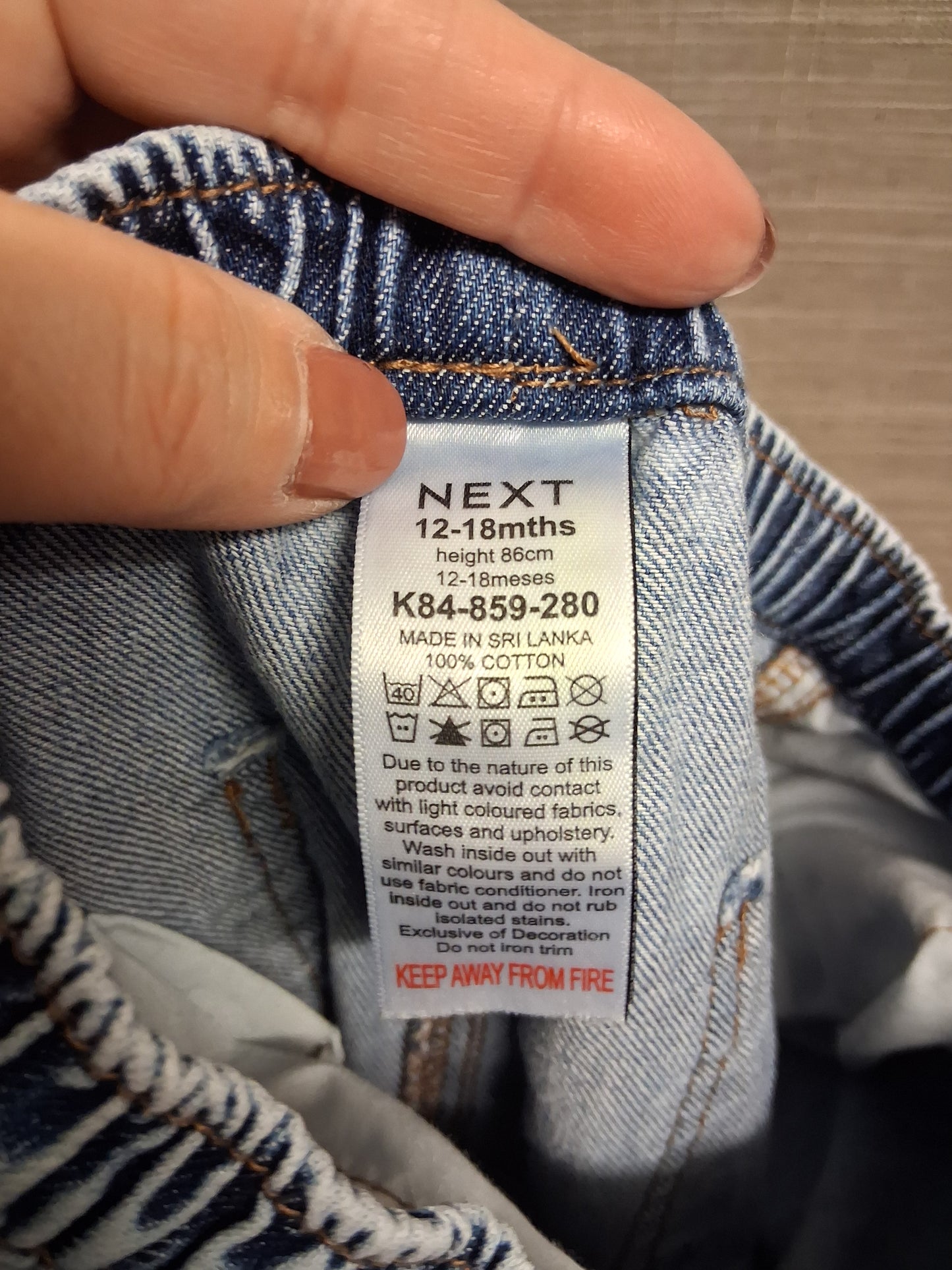 Next Girls Cargo Style Denim Jeans Lightwash Age 12-18 Months