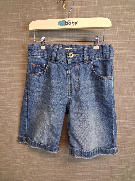 F&F Boys Blue Denim Shorts Jorts Age 4-5 Years