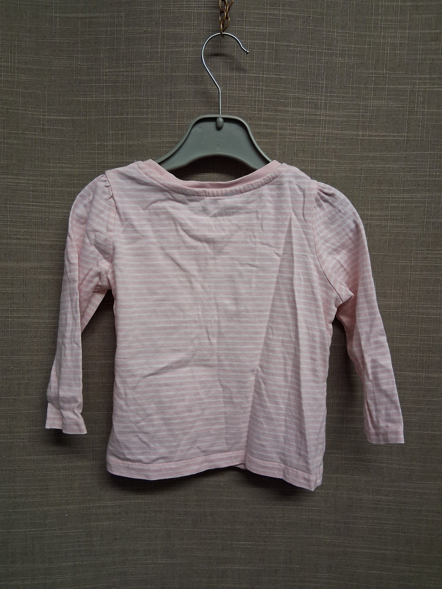 George Girls "Pudsey" Children in Need Pink White Stripe Long Sleeve T-Shirt Age 12-18 Months