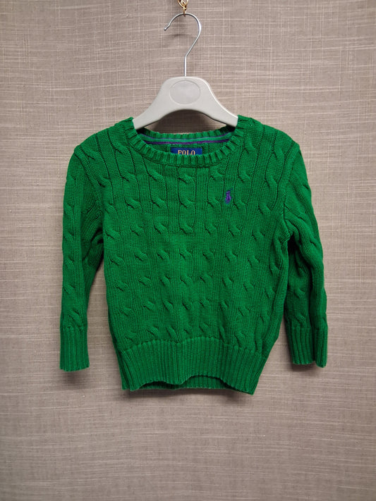 Polo Ralph Lauren Boys Green Cable Knit Jumper Pullover Age 2 Years