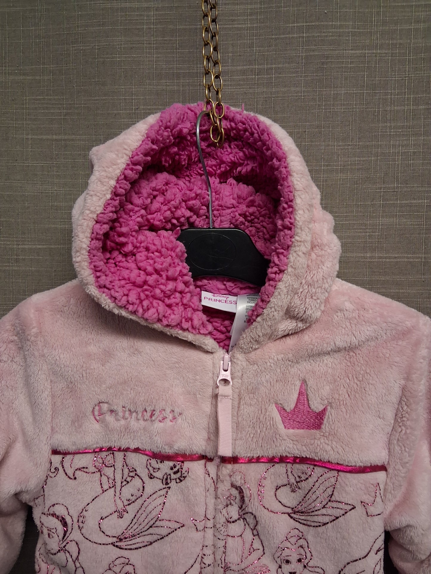 Disney Store Disney Princess Pink Plush Shearling Lined Jacket Age 4 years