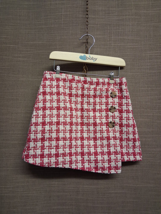 Matalan Girls Pink Checked Skorts Age 7 Years Faux Buttons