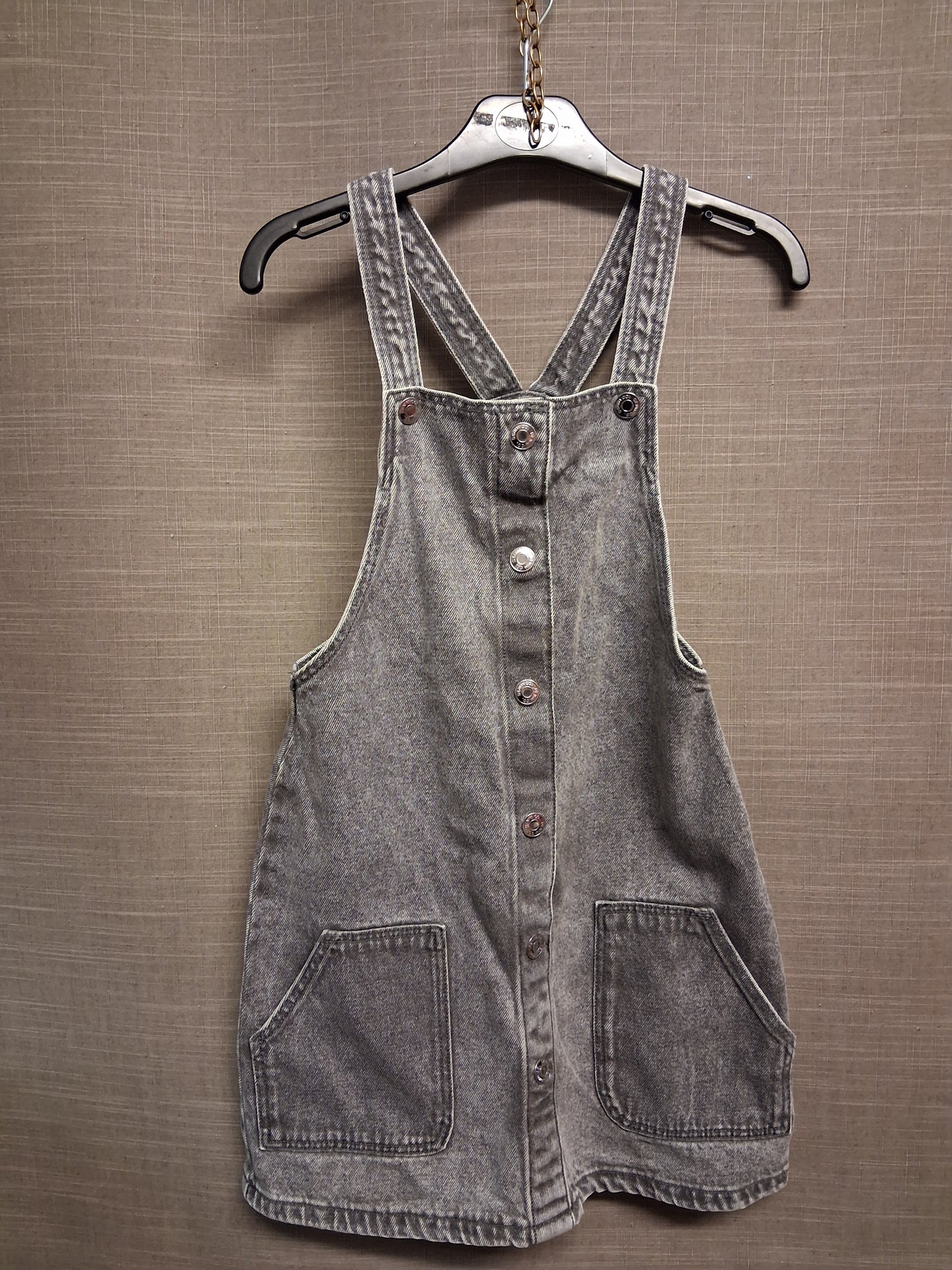 Primark Girls Grey Denim Pinafore Dress Age 9-10 Years