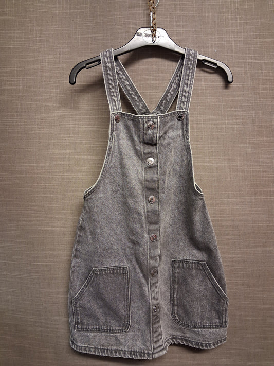Primark Girls Grey Denim Pinafore Dress Age 9-10 Years