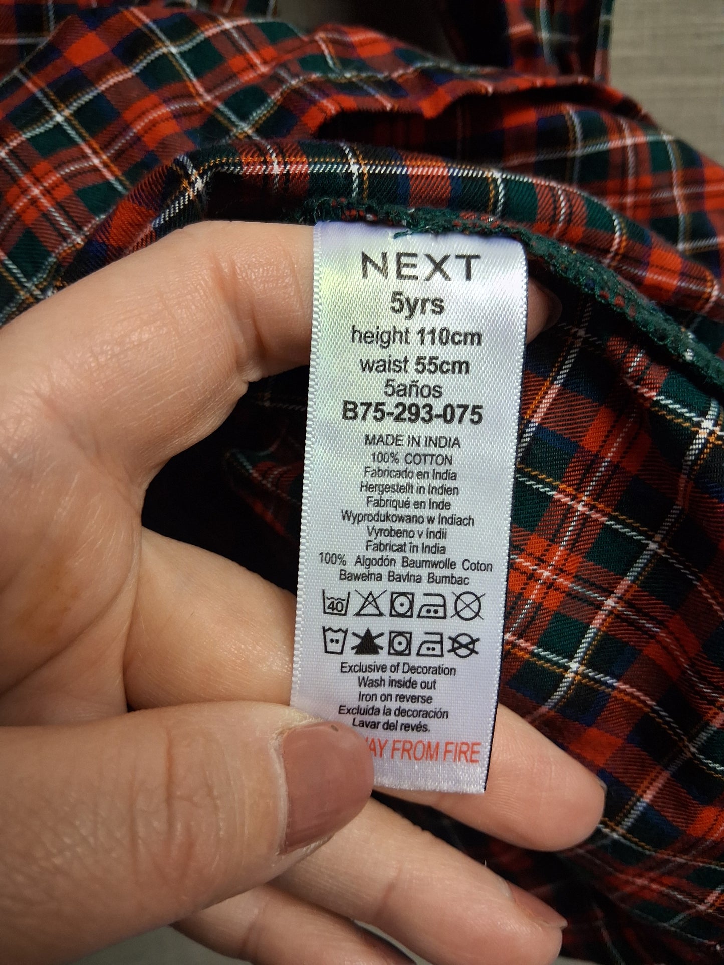 Next Tarten Dress Bow Long Sleeve Detail Age 5 Years 100% Cotton