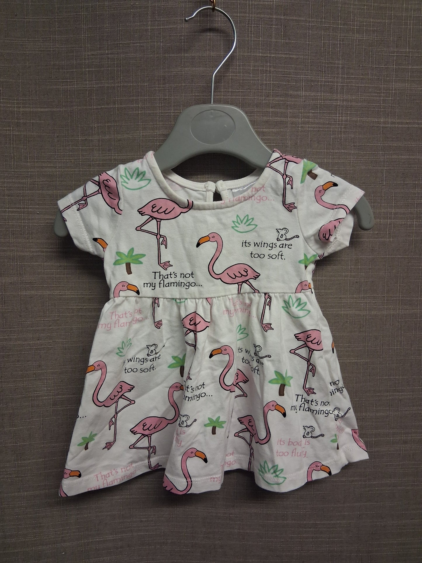 Matalan That's Not My Flamingo T-Shirt Dress White Multicolour Age Newborn
