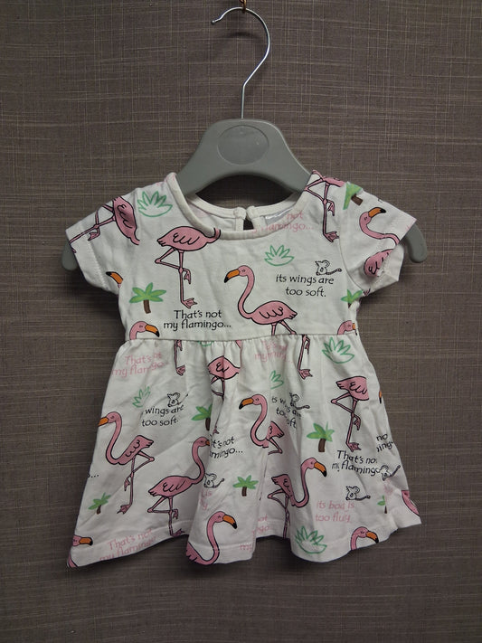 Matalan That's Not My Flamingo T-Shirt Dress White Multicolour Age Newborn