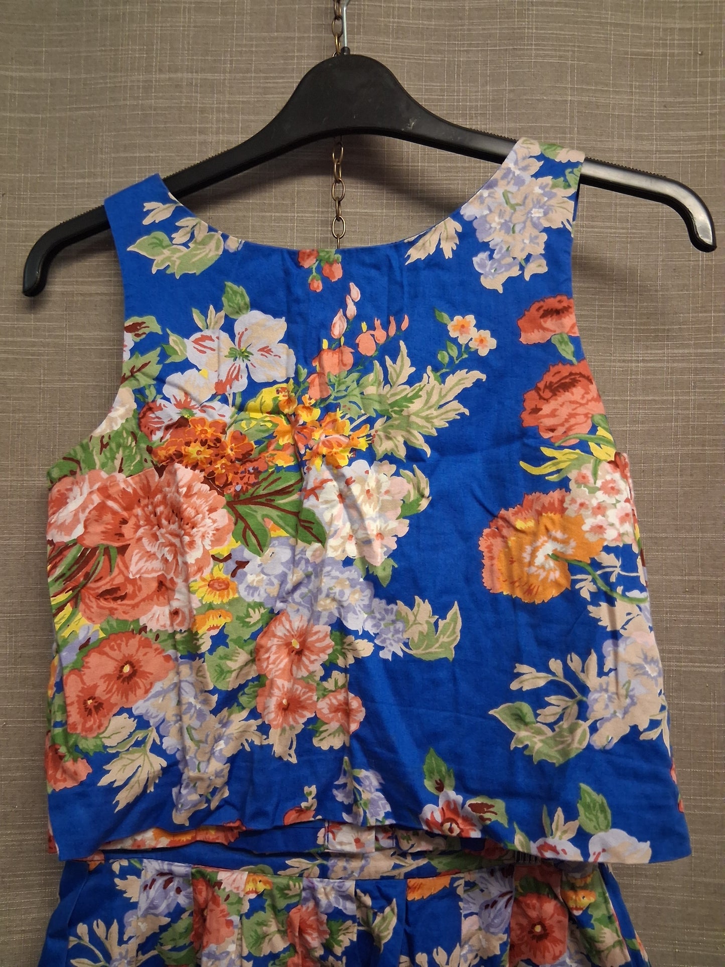 Polo Ralph Lauren Girls Blue Floral 2 Piece Set Vest and Skirt Age 16 Years