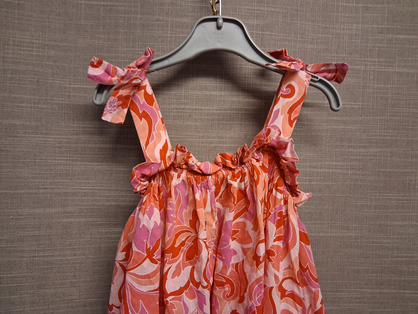 Next Girls Red Floral Sleeveless Oversized Loose Fit Age 5 Years