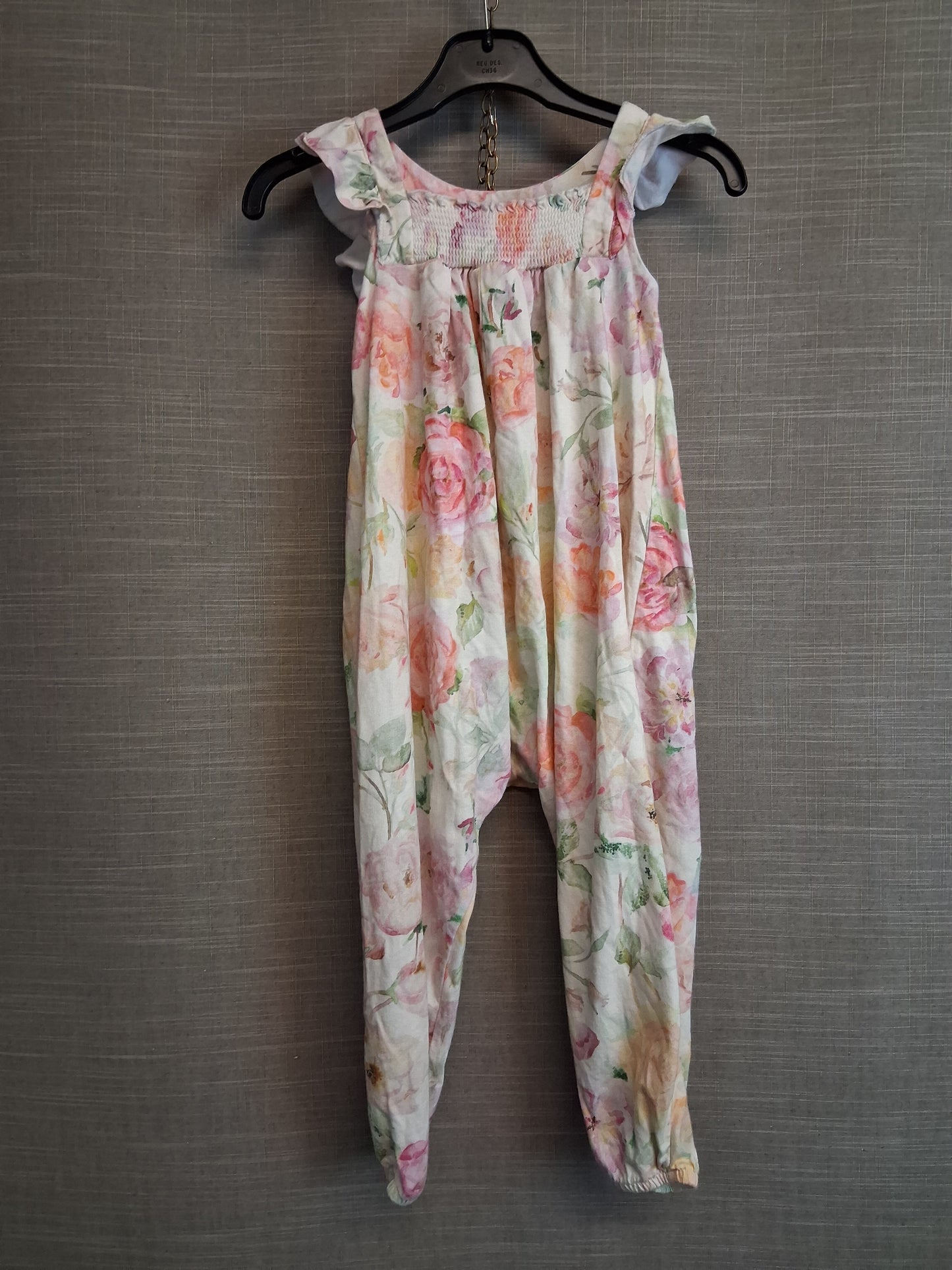 Next Girls Jersey Cream Floral One Piece Romper Age 3-4 Years