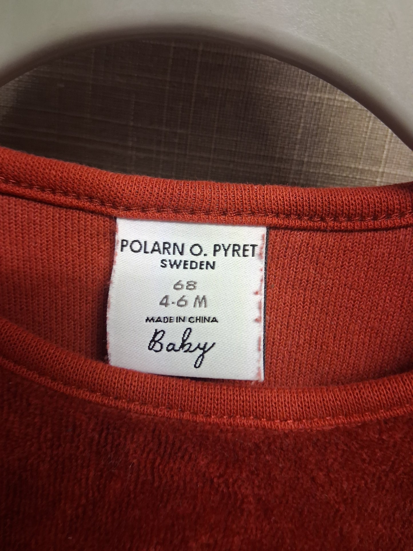 Polarn O Pyret Girls Red Velour A Line Dress Long Sleeve Age 4-6 Months