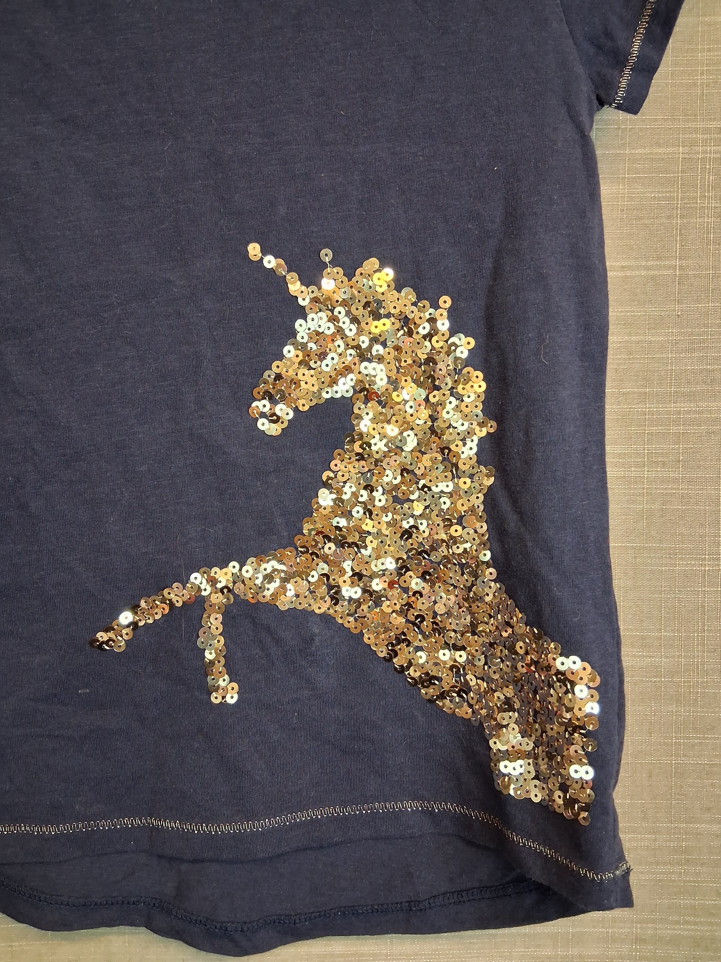 Nutmeg Girls Blue Gold Sequin Unicorn T-Shirt Age 8-9 Years