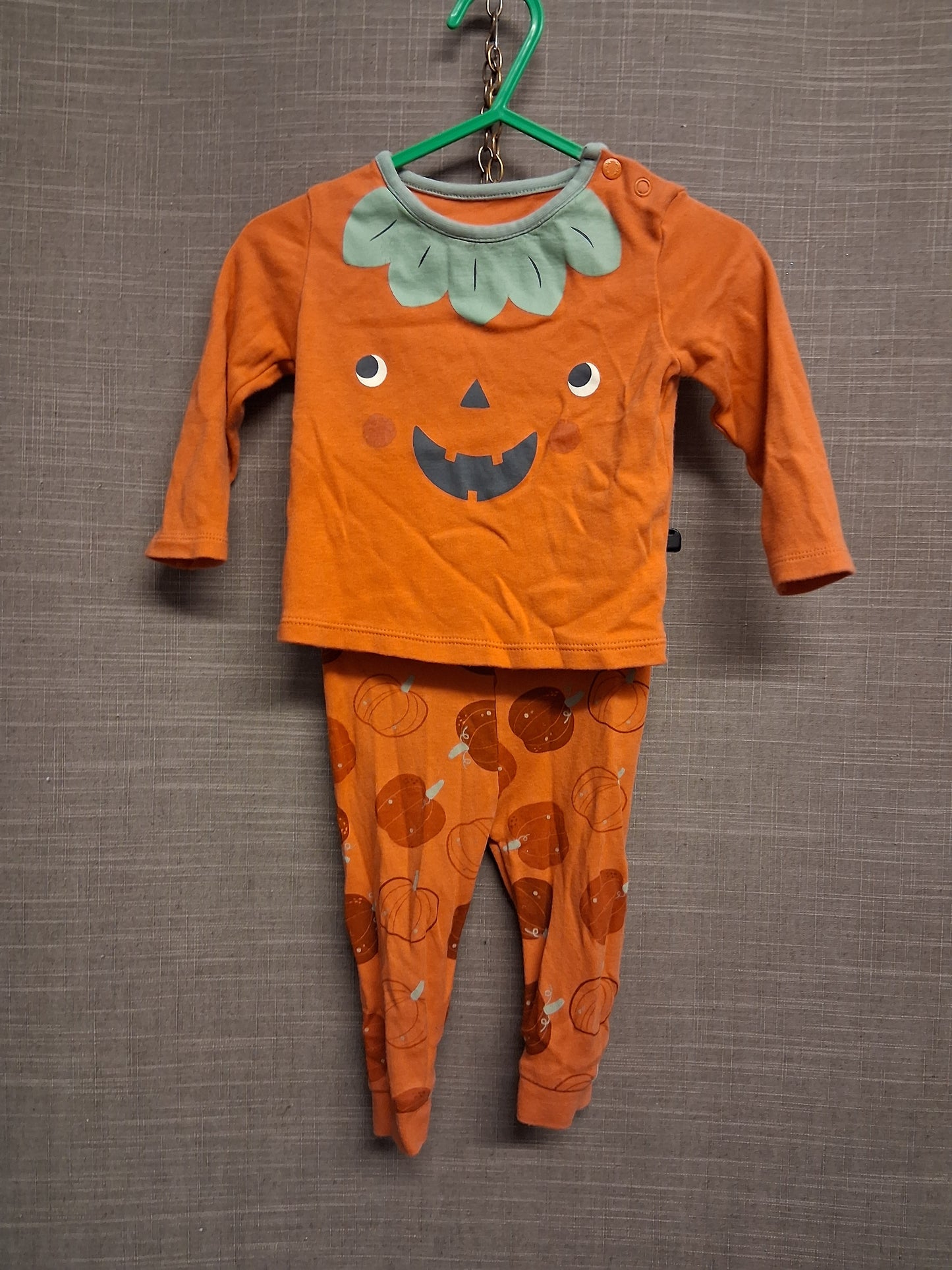 TU Boys Orange Halloween Theme Piece Pyjamas PJs Set Age 6-9 Months