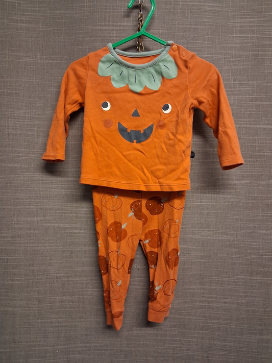 TU Boys Orange Halloween Theme Piece Pyjamas PJs Set Age 6-9 Months