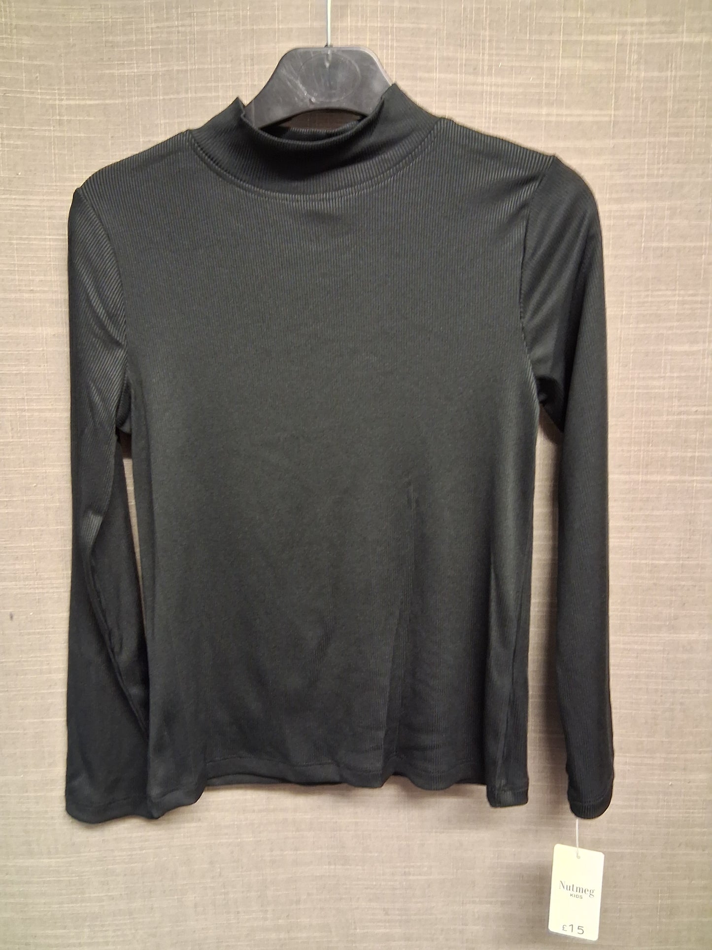 Nutmeg Girls Black Long Sleeve High Neck T-Shirt Age 8-9 Years New