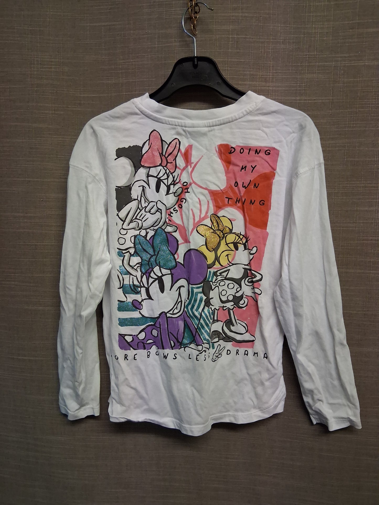 George Disney Minnie Mouse Graphic Print on Back White Long Sleeve T-Shirt Age 8-9 Years