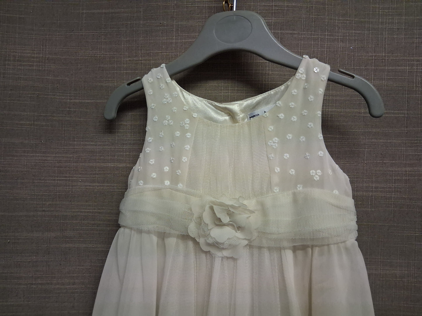 Autograph Marks And Spencer Ivory Special Occasion Dress Age 12-18 Months Sequin Trim