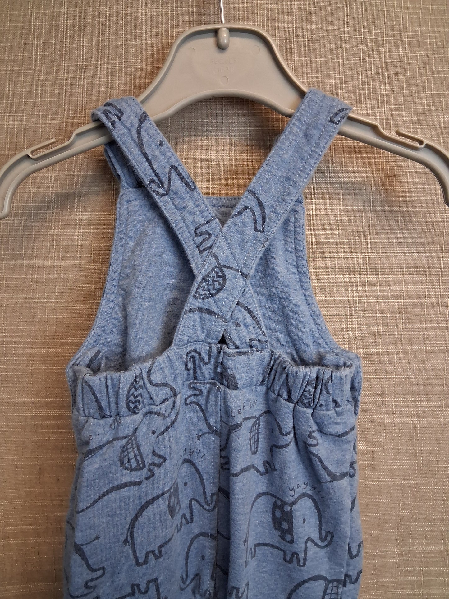 George Boys Blue Jersey Dungarees Elephant Print Age 0-3 Months