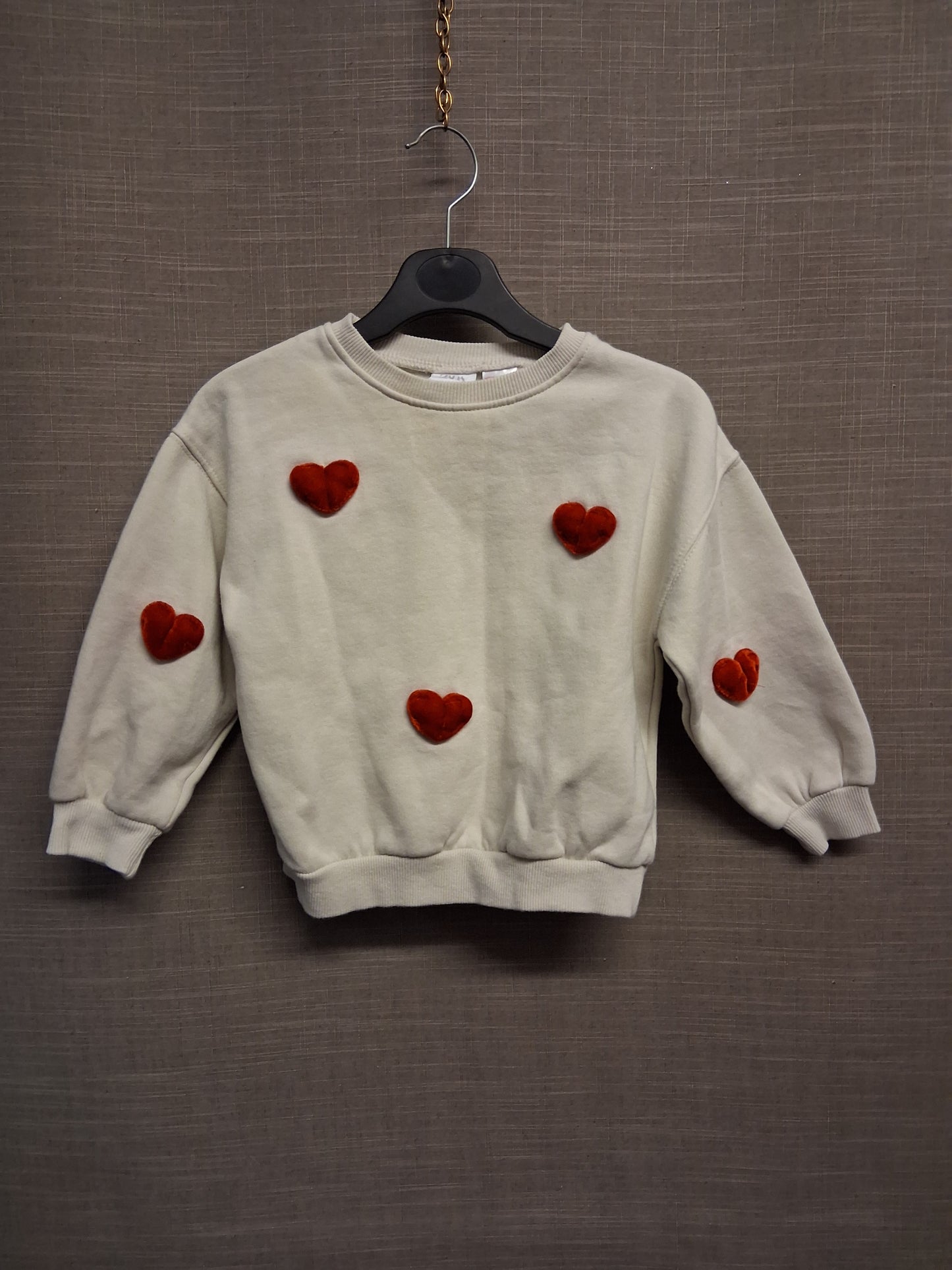 Zara Girls 3D Love Hearts Beige Sweater Jumper Age 5 Years