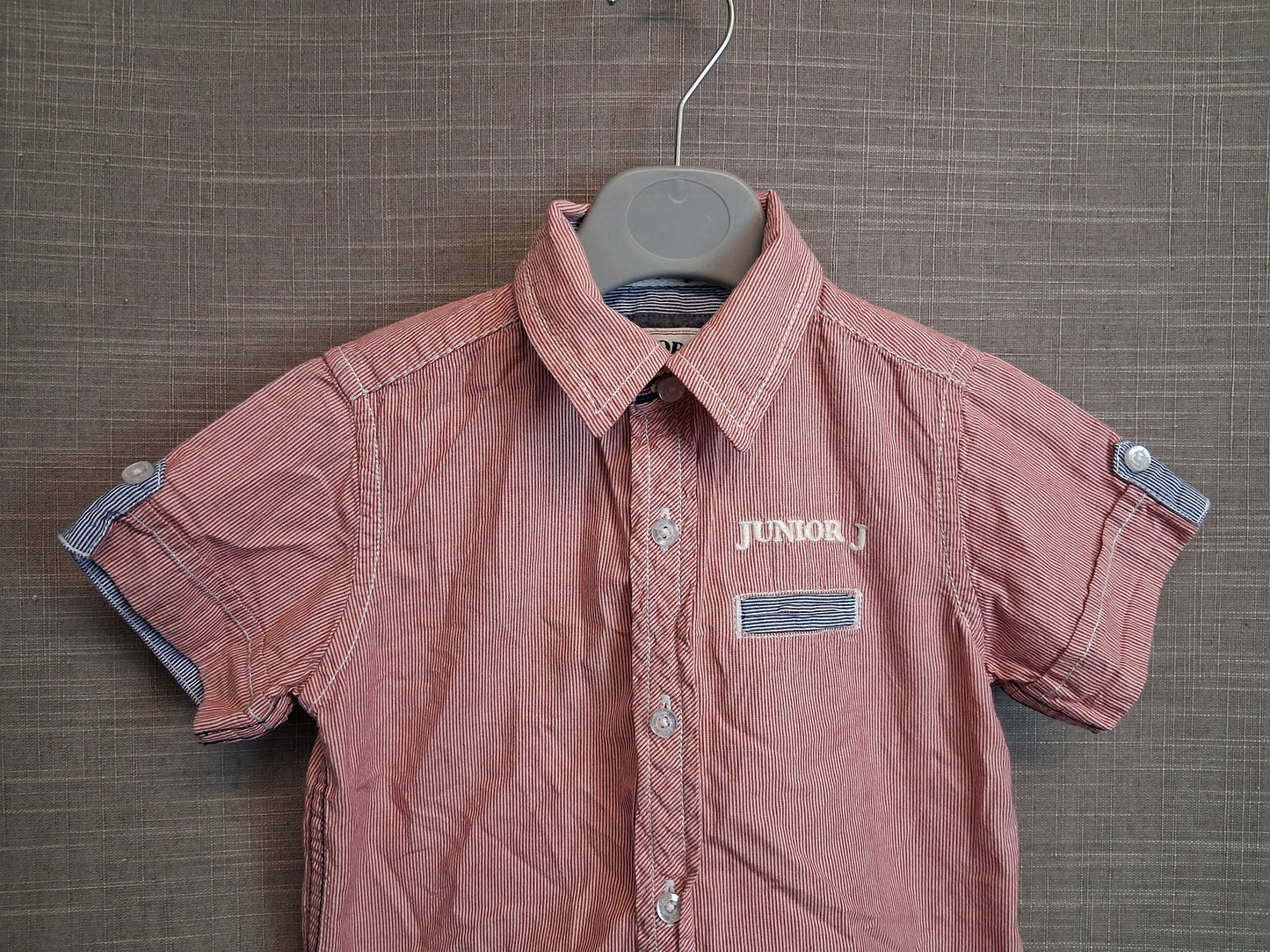 Jasper Conran Boys Red Stripe Short Sleeve Shirt Age 18-24 Months