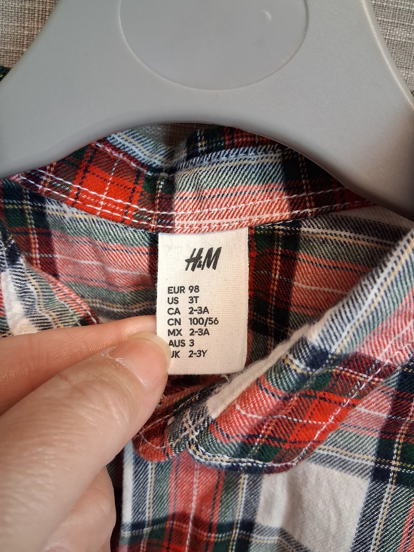 H&M Boys Red Check Shirt Long Sleeve Age 2-3 Years New