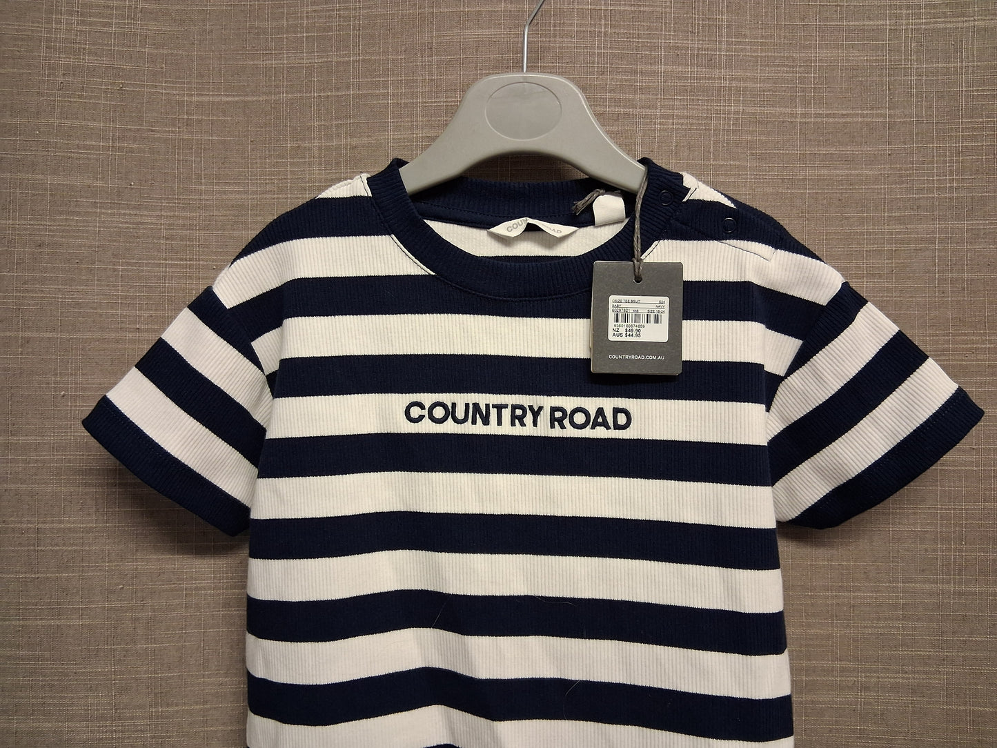Country Road Boys Blue White Striped Short Sleeve Bodysuit Age 18-24 Months New